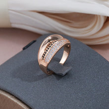 Load image into Gallery viewer, Modern Black Natural Zircon 585 Rose Gold Color Rings For Women Jewelry

