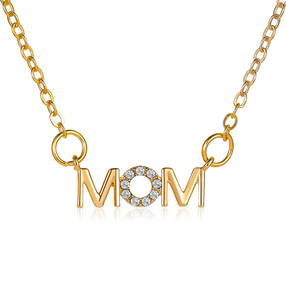 mother day 18k Gold Plated Stainless Steel initial Mama Chain Necklace Choker