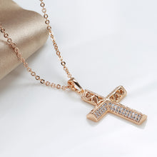 Load image into Gallery viewer, Cross 585 Rose Gold Micro Natural Zircon Necklaces For Women Jewelry
