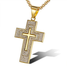 Load image into Gallery viewer, Large Cross Pendant Iced Out Shining zircon Cross Men Chain Necklace Jewelry

