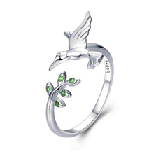 Load image into Gallery viewer, 925 Sterling Silver Hummingbird Leaves Ring For Women Jewelry
