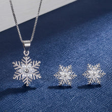 Load image into Gallery viewer, 925 Sterling Silver Crystal Snowflake sets Women Jewelry
