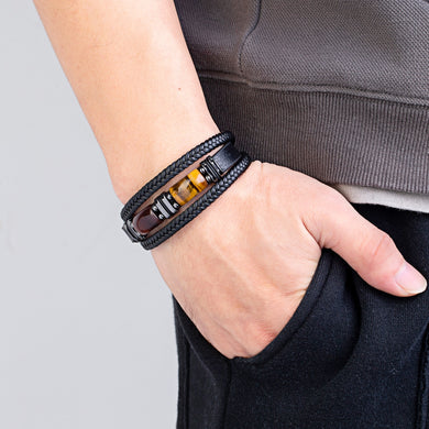 Multi-layer Braided Leather Charm Bracelet