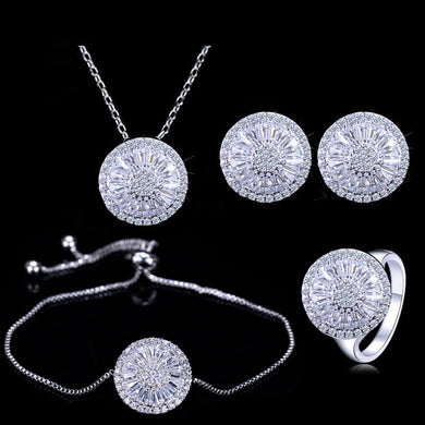 4pcs round silver bride fashion for women jewelry