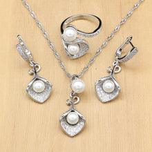 Carica l&#39;immagine nel visualizzatore di Gallery, 925 Silver towline Bridal Jewelry Sets Pearl Zircon for Women
