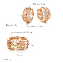 Carica l&#39;immagine nel visualizzatore di Gallery, Fashion 585 Rose Gold Color Jewelry Set Hollow Pattern Double Row Sparking Natural
