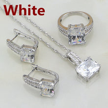 Carica l&#39;immagine nel visualizzatore di Gallery, wedding Rhinestone White CZ Jewelry 925 Silver Bridal Sets for Women Wedding
