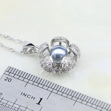 Ladda upp bild till gallerivisning, Flower White Cubic Zirconia Round Pearl Jewelry Set For Women
