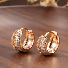 Lade das Bild in den Galerie-Viewer, Fashion 585 Rose Gold Color Jewelry Set Hollow Pattern Double Row Sparking Natural
