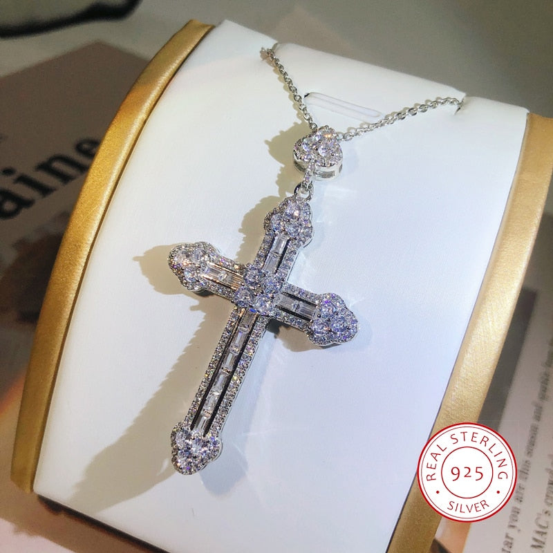 925 Sterling Silver Trendy Handmade Cross Pendants Necklaces For Women Jewelry