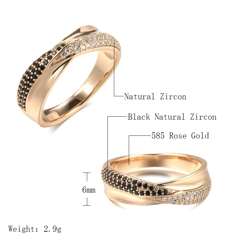 Black White Natural Zircon Cross Ring for Women Jewelry