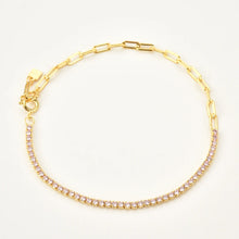 Ladda upp bild till gallerivisning, 925 Sterling Silver Rainbow Zircon Chain half tennis Bracelet Women Jewelry

