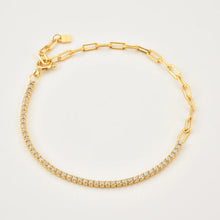 Lade das Bild in den Galerie-Viewer, 925 Sterling Silver Rainbow Zircon Chain half tennis Bracelet Women Jewelry
