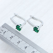 Cargar imagen en el visor de la galería, 925 Silver Jewelry Set Natural Round Emerald for Woman
