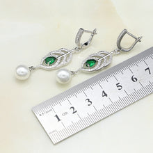 Lade das Bild in den Galerie-Viewer, 925 Silver Jewelry Sets Natural Cubic Zirconia Pearl For Women Set earring green
