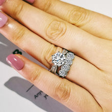 Ladda upp bild till gallerivisning, luxury halo silver bride wedding ring set for women jewelry
