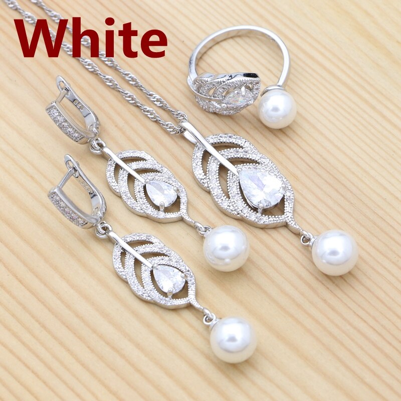 925 Silver Jewelry Sets Natural Cubic Zirconia Pearl For Women Set