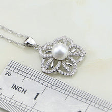 Cargar imagen en el visor de la galería, Flower 925 Sterling Silver Pearl Cubic Zirconia Jewelry Set For Women
