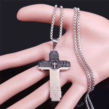 Load image into Gallery viewer, Christian Bible Cross Prayer Jesus Chain Necklace for Men Jewelry \
