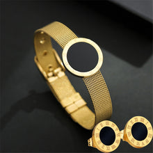 Load image into Gallery viewer, Stainless Steel Belt Roman Numeral Bracelet &amp; Earring Set jewelry
