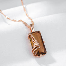 Load image into Gallery viewer, Light Brown Simple Square Natural Zircon Pendant Necklace for Women  Jewelry
