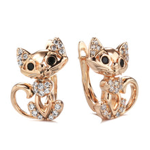 Load image into Gallery viewer, 585 Rose Gold Cute Cat Earrings for Women Jewelry
