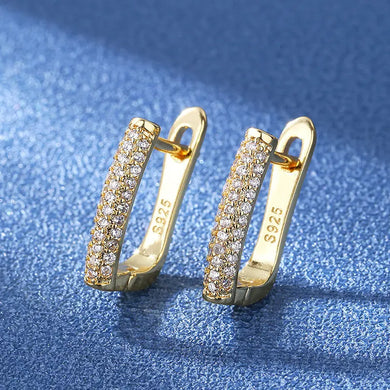 nu one 925 Silver Women Hoop Luxury Sparkling Pave CZ Earring