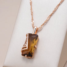 Load image into Gallery viewer, Light Brown Simple Square Natural Zircon Pendant Necklace for Women  Jewelry
