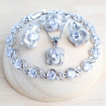 Load image into Gallery viewer, Elegant flower  Sterling Silver Wedding Bridal  Jewelry sets cear
