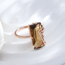 Cargar imagen en el visor de la galería, Light Brown Simple Square  Natural Zircon Big Ring for Women Jewelry
