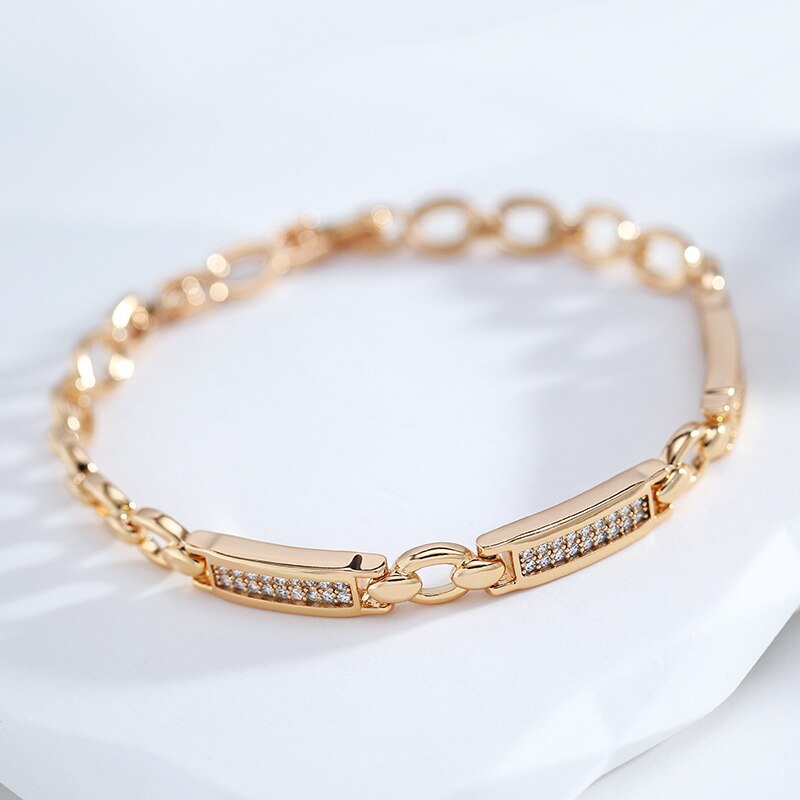 Rose Gold Square Link Bracelet For Women Luxury Jewelry