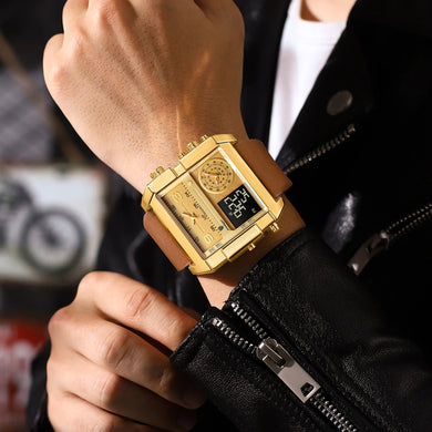 Luxury Man Wristwatch Rectangle Waterproof Luminous Day Week Men Watch Digital