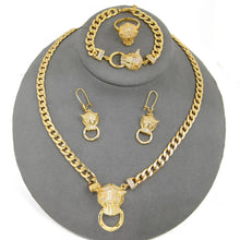 Carica l&#39;immagine nel visualizzatore di Gallery, Zirconia Leopard Full Necklace Sets 21k Gold Plated Punk Fashion Jewelry Women
