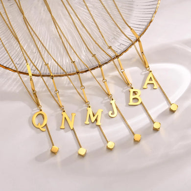 Initial A-Z Necklaces for Women Stainless Steel Chain Choker Collar