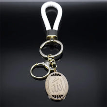 Charger l&#39;image dans la galerie, Islamic Arab Allah Stainless Steel Keychain PU Leather Keyring Jewelry
