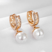 Load image into Gallery viewer, queen Pearl Drop Unique Hollow Pattern Earrings for Women Jewelry
