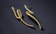 Cargar imagen en el visor de la galería, Simple Fashion Round Zircon Curved Lines Drop Earrings for Women Jewelry
