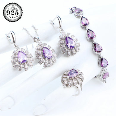 Purple & colors Stones Zircon Jewelry Sets For Bridal Women Jewelry