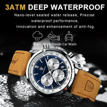 Cargar imagen en el visor de la galería, Luxury Quartz Leather Man Watch Chronograph Luminous Date Wristwatch For Men
