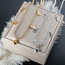 Ladda upp bild till gallerivisning, Tennis Love Heart Crystal for Women Sweater Choker Valentine&#39;s Day Gift Jewelry
