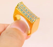 Carica l&#39;immagine nel visualizzatore di Gallery, Dubai Gold Rings 21k Gold Plated Cubic Zirconia Ring Women Accessories
