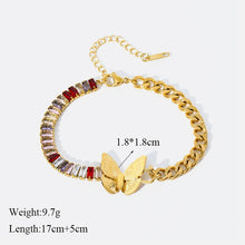 Carica l&#39;immagine nel visualizzatore di Gallery, Butterfly Colored Zirconia tennis Bracelet For Women Bangles Wrist Jewelry
