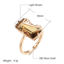 Cargar imagen en el visor de la galería, Light Brown Simple Square  Natural Zircon Big Ring for Women Jewelry
