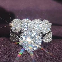 Cargar imagen en el visor de la galería, luxury halo silver bride wedding ring set for women jewelry
