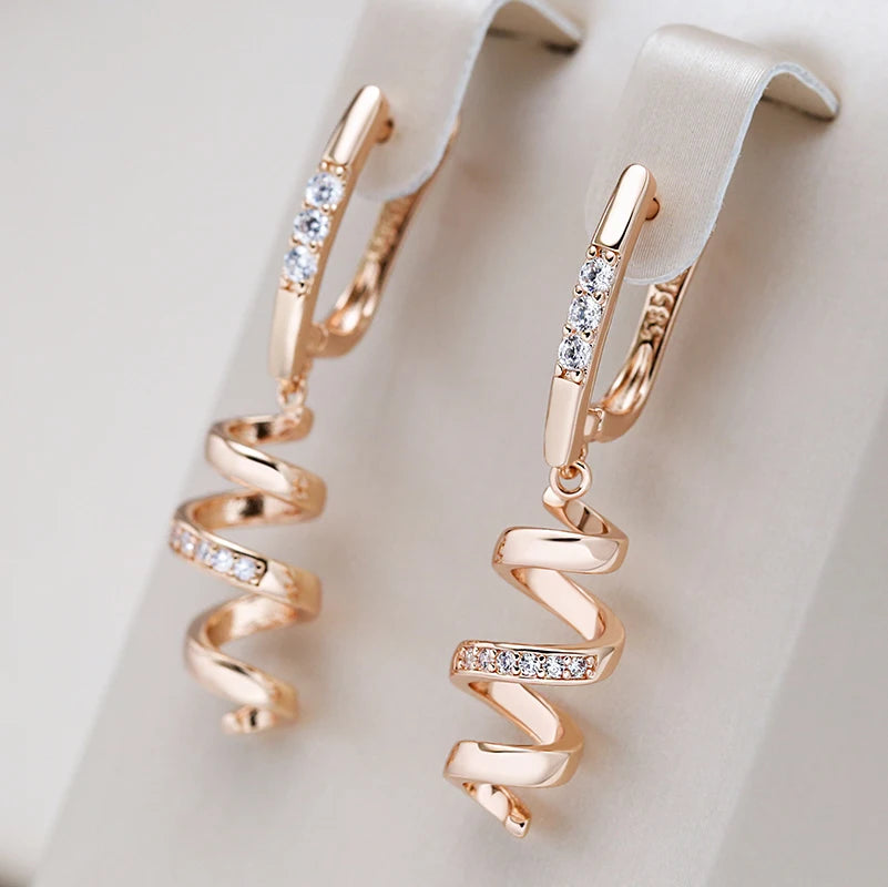 Rose Gold Drop Earrings for Women Natural Zircon  Earrings Fashion