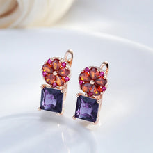 Ladda upp bild till gallerivisning, Square Purple Natural Zircon Drop Earrings For Women Flower Jewelry
