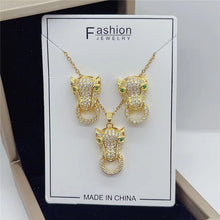 Load image into Gallery viewer, Chain Copper Pendant Micro-set Leopard Necklace Earring Jewelry Set
