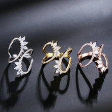 Load image into Gallery viewer, Cute Geometric Zirconia Leaf Open Adjustable Rings for Women Jewelry
