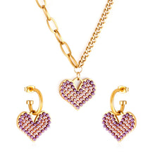 Cargar imagen en el visor de la galería, Stainless Steel Heart Love Purple Mixed White Pearls Pendant woman jewelry sets
