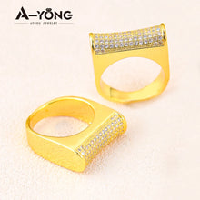 Charger l&#39;image dans la galerie, Dubai circle Gold Rings 21k Gold Plated Cubic Zirconia Ring Women  Accessories
